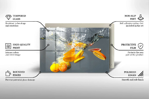 Tábua de cortar de vidro Limões em água