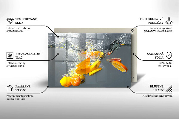 Tábua de cortar de vidro Limões em água