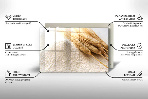 Tábua de cortar Farinha e espigas de grãos