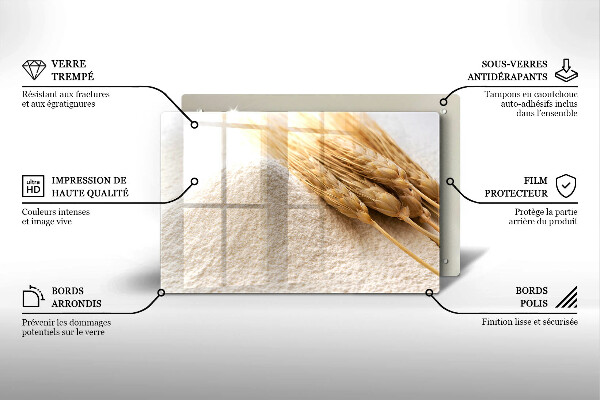 Tábua de cortar Farinha e espigas de grãos