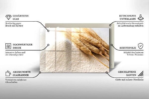Tábua de cortar Farinha e espigas de grãos