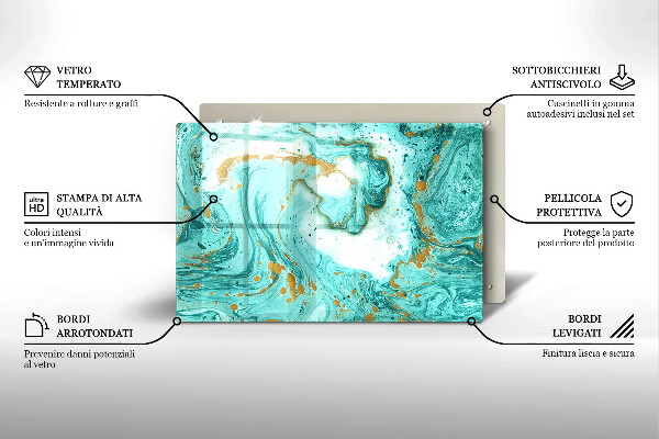 Tábua de corte de vidro Abstração azul