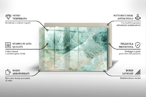 Tábua de cortar de vidro Estrutura de pedra