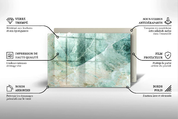 Tábua de cortar de vidro Estrutura de pedra