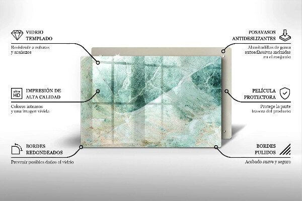 Tábua de cortar de vidro Estrutura de pedra