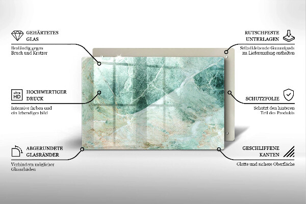Tábua de cortar de vidro Estrutura de pedra