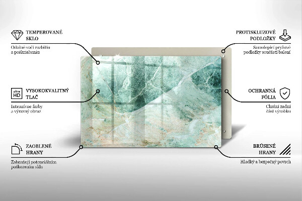 Tábua de cortar de vidro Estrutura de pedra