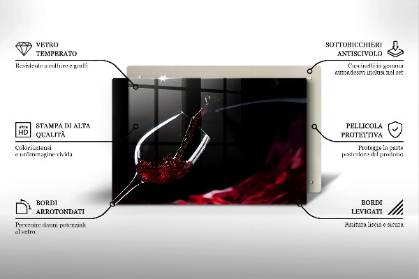 Tábua de vidro Um copo de vinho tinto