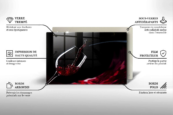 Tábua de vidro Um copo de vinho tinto