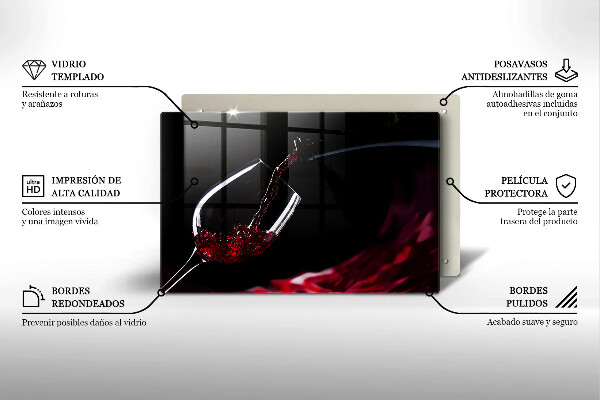 Tábua de vidro Um copo de vinho tinto