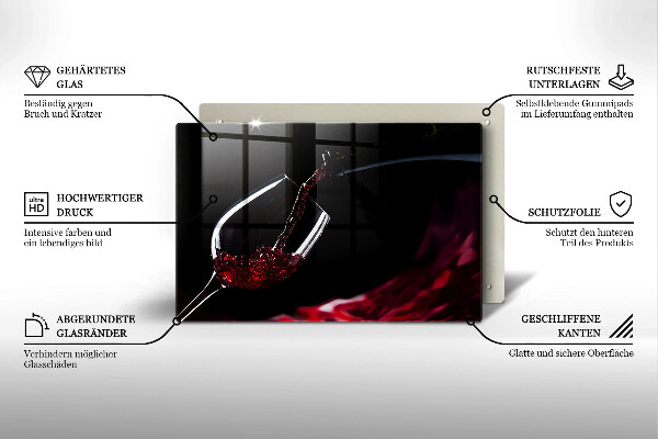 Tábua de vidro Um copo de vinho tinto