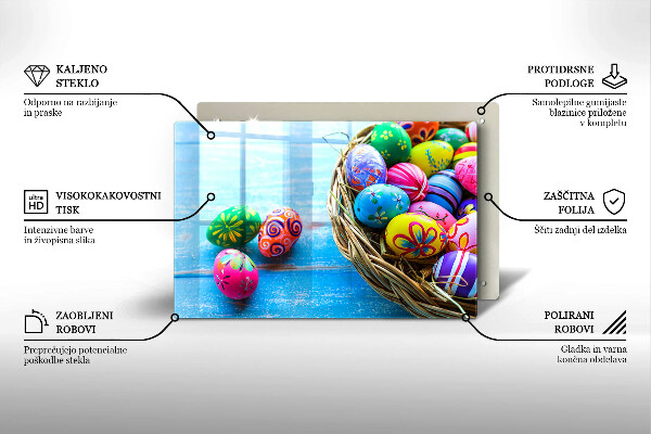 Tábua de corte de vidro ovos de páscoa