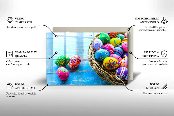 Tábua de corte de vidro ovos de páscoa