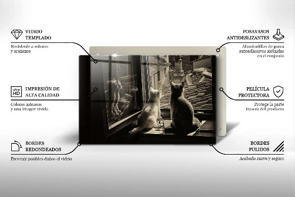 Tábua para cozinha Cidade dos gatos e janela