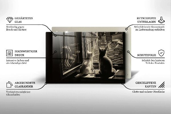 Tábua para cozinha Cidade dos gatos e janela