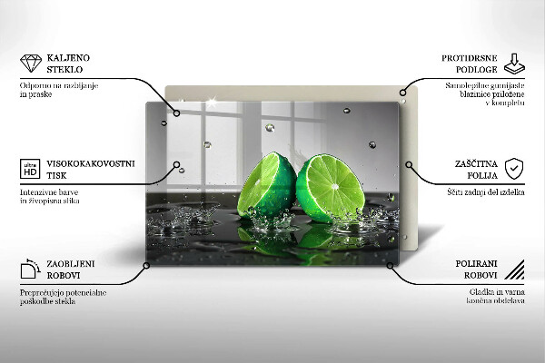 Tábua de cortar alimentos Limões suculentos e água