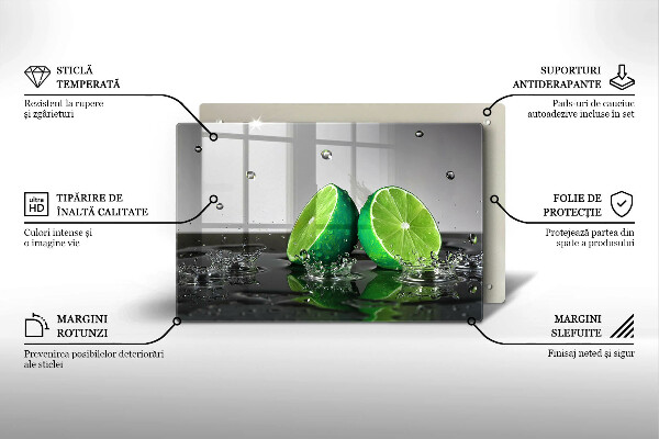 Tábua de cortar alimentos Limões suculentos e água