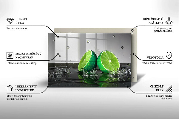 Tábua de cortar alimentos Limões suculentos e água