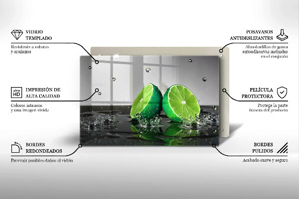Tábua de cortar alimentos Limões suculentos e água