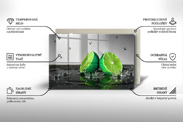 Tábua de cortar alimentos Limões suculentos e água