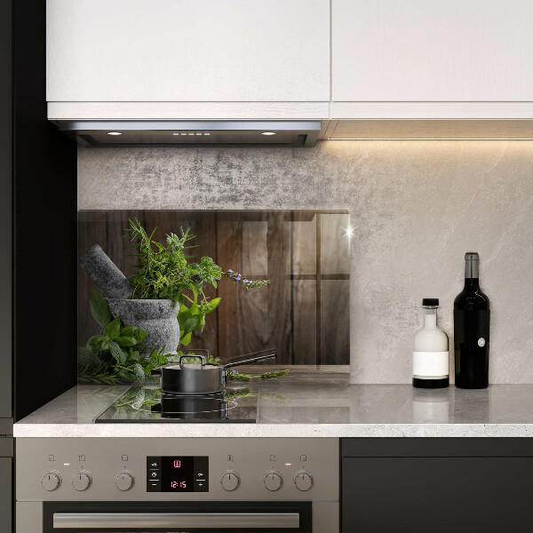 Tábua de corte de vidro Plantas, ervas e madeira