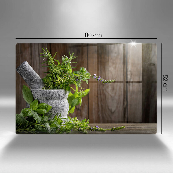 Tábua de corte de vidro Plantas, ervas e madeira