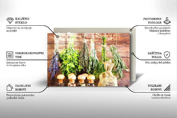 Tábua para cozinha Ervas, especiarias e madeira