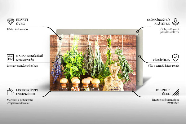 Tábua para cozinha Ervas, especiarias e madeira