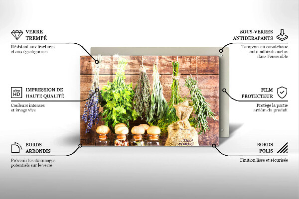 Tábua para cozinha Ervas, especiarias e madeira
