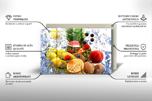 Tábua corte Frutas suculentas e água