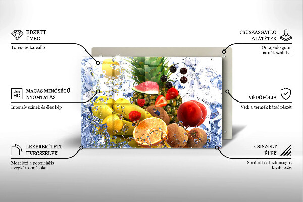 Tábua corte Frutas suculentas e água