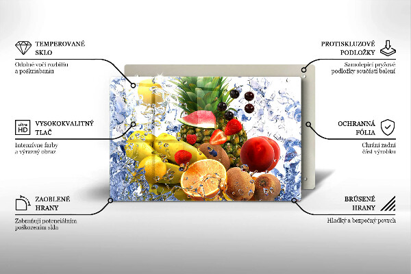 Tábua corte Frutas suculentas e água