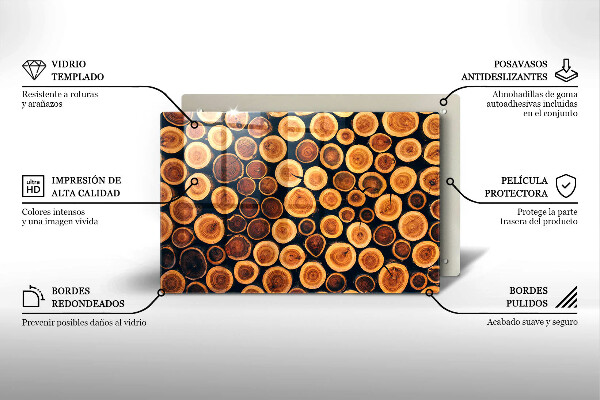 Tábua de cortar de vidro Tocos de árvores de madeira