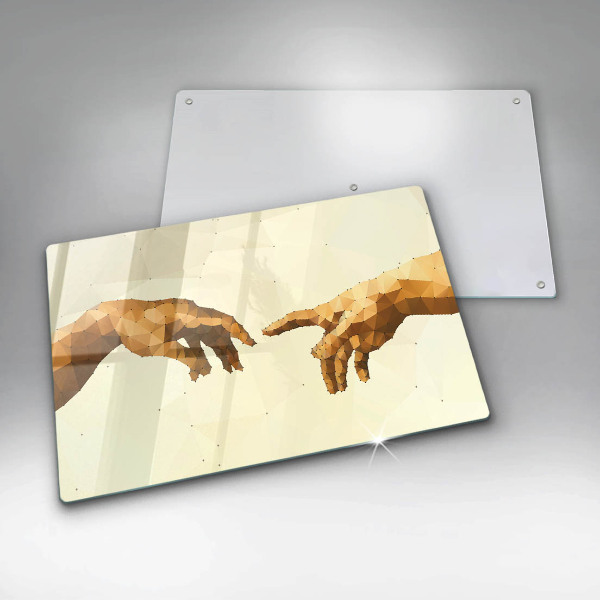 Tábua de vidro Criação das mãos de Adão