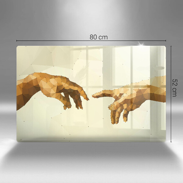 Tábua de vidro Criação das mãos de Adão