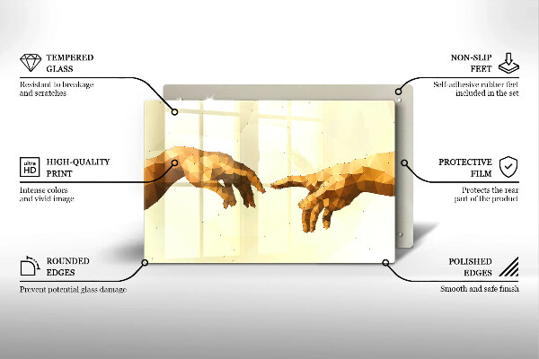 Tábua de vidro Criação das mãos de Adão