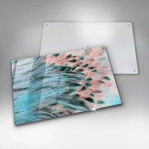 Tábua de cortar de vidro penas de pássaros boho