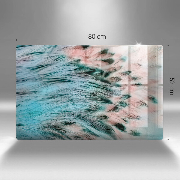 Tábua de cortar de vidro penas de pássaros boho