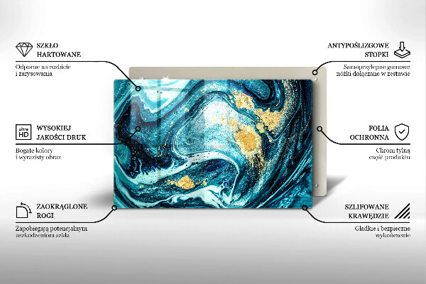 Tábua cozinha Azul abstrato dourado