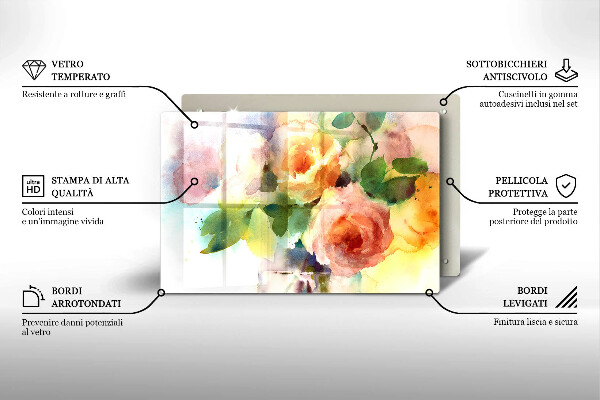 Tábua de cortar Flores pintadas