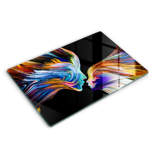 Tábua de corte de vidro Beijo abstrato