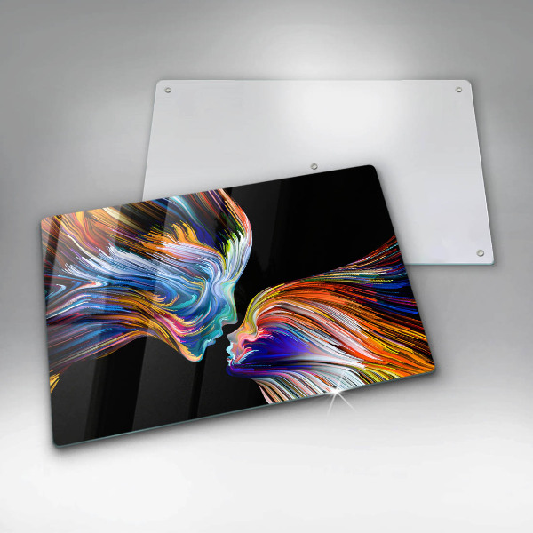 Tábua de corte de vidro Beijo abstrato