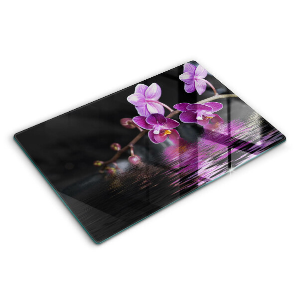 Tábua de corte de vidro Água Zen de Orquídea