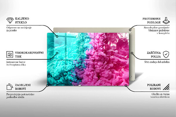 Tábua de corte Fumaça rosa-turquesa