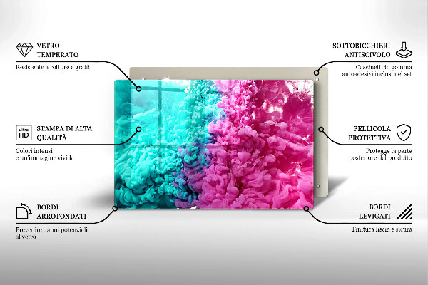 Tábua de corte Fumaça rosa-turquesa