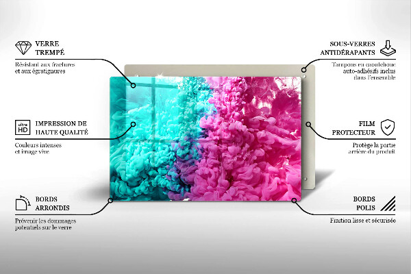 Tábua de corte Fumaça rosa-turquesa