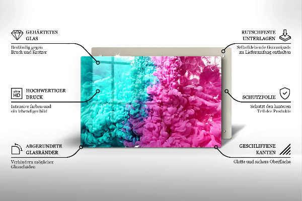 Tábua de corte Fumaça rosa-turquesa