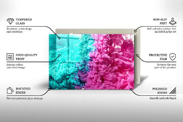 Tábua de corte Fumaça rosa-turquesa