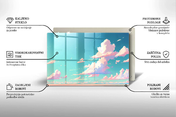 Tábua de cortar de vidro Céu de conto de fadas