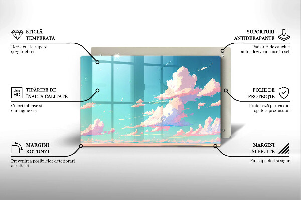Tábua de cortar de vidro Céu de conto de fadas